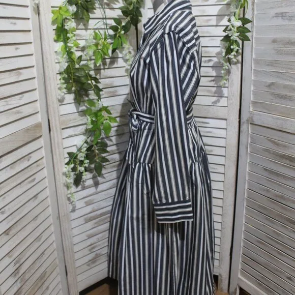 Free Assembly Belted Cotton Maxi Shirtdress With Long Sleeves - Picture 8 of 13